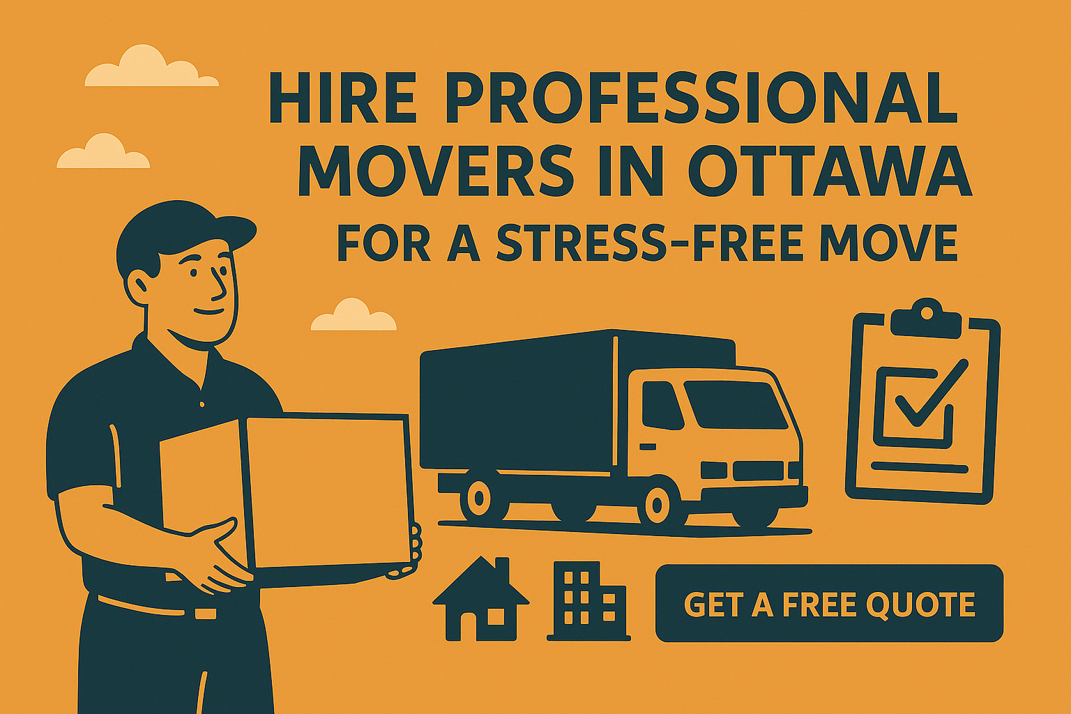 Ottawa Moving Service Banner with Truck, Mover, and Checklist