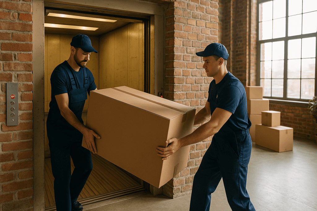 Riverside & Corktown Loft Movers Using Freight Elevator