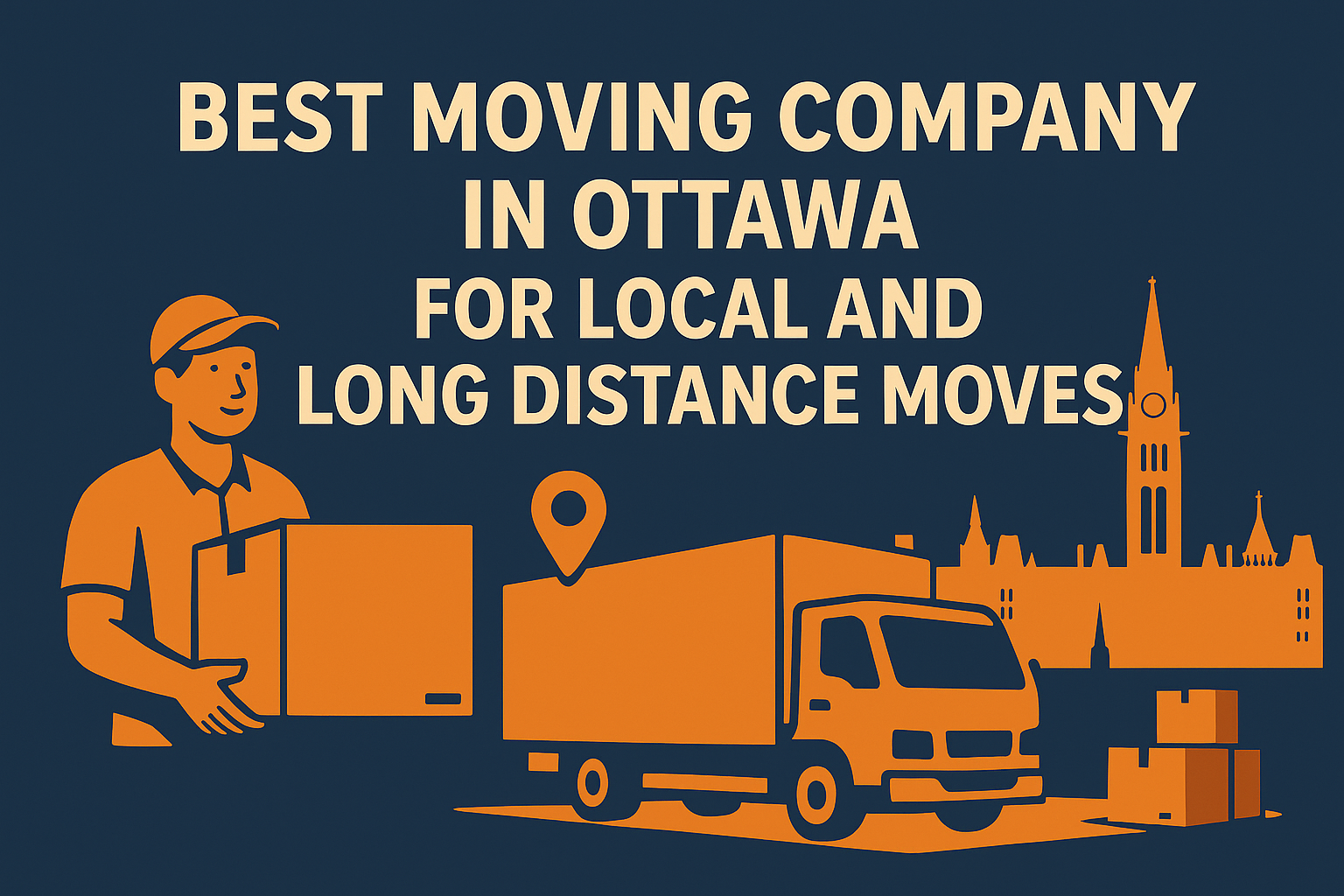 Flat Vector Design Featuring Ottawa Skyline, Mover, and Truck