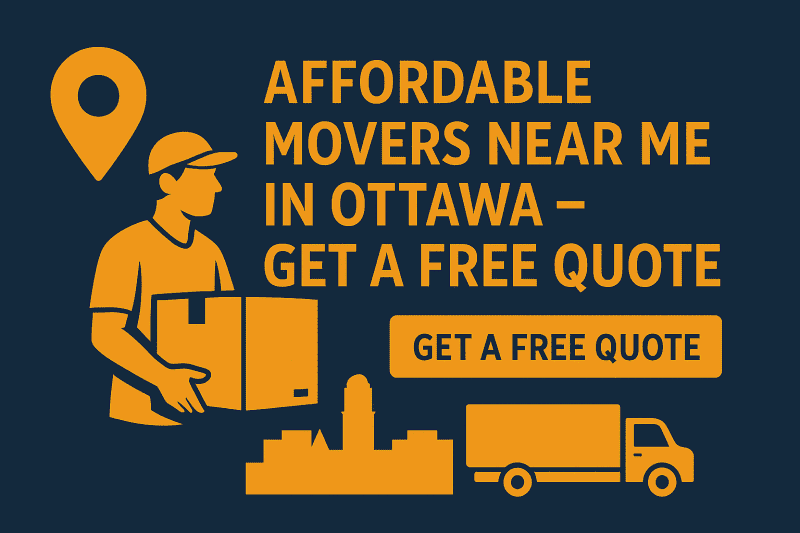 Flat Style Moving Service Design with Mover and Quote Button