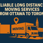 Flat Style Banner Featuring Mover, Truck, and Ottawa to Toronto Skyline