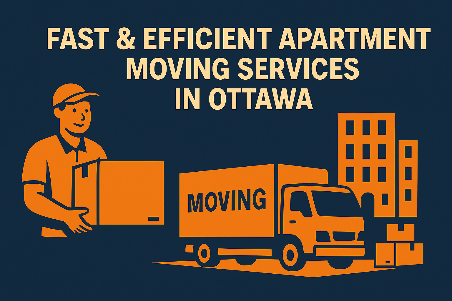 Apartment Moving Service Graphic with Mover and Truck Illustration