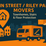 Main Street / Riley Park Movers Protecting Floors and Navigating Townhome Stairs